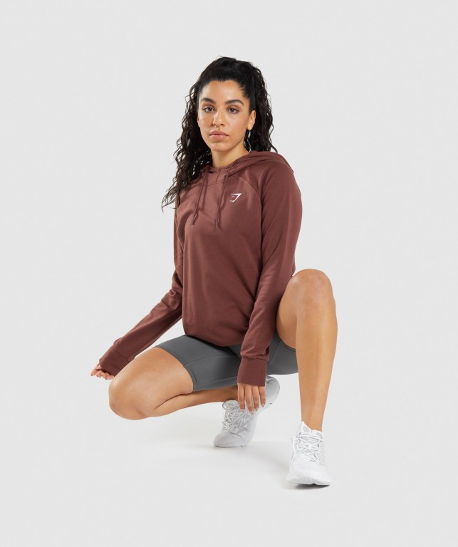 Gymshark Antrenman Kapüşonlu Sweatshirt Kadın Pembe Kahverengi | 103-MPOVKC