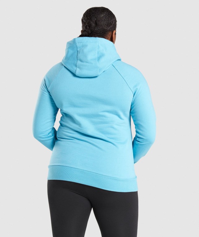 Gymshark Antrenman Kapüşonlu Sweatshirt Kadın Açık Mavi | 860-WHSFVA