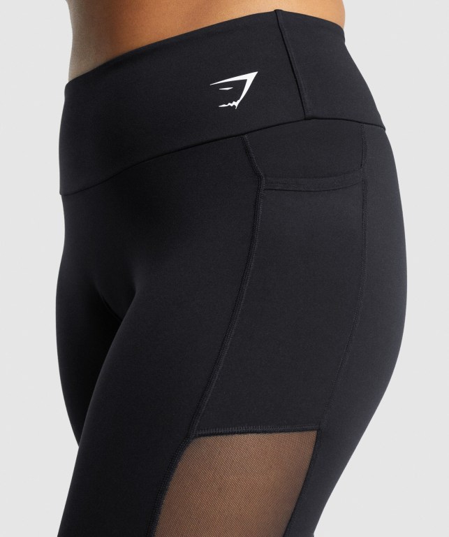 Gymshark Antrenman Mesh Pocket High Waisted Tayt Kadın Siyah | 309-NZGHRK