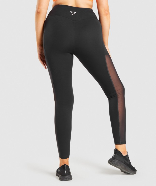 Gymshark Antrenman Mesh Pocket High Waisted Tayt Kadın Siyah | 514-PLEWIS