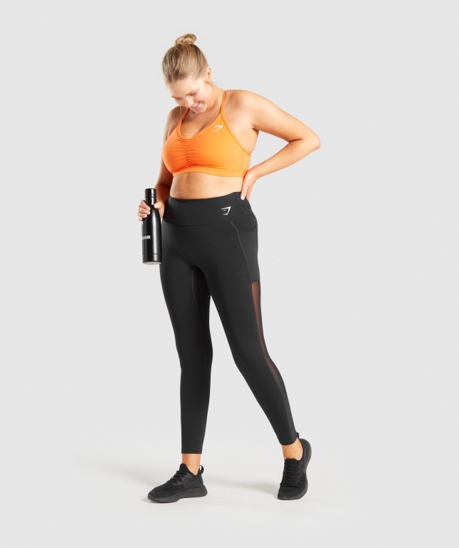 Gymshark Antrenman Mesh Pocket High Waisted Tayt Kadın Siyah | 514-PLEWIS