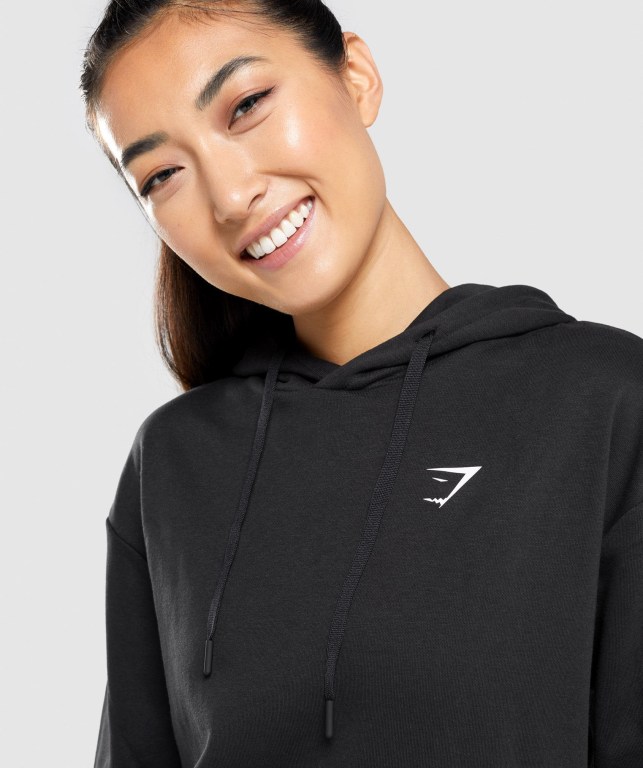 Gymshark Antrenman Oversized Kapüşonlu Sweatshirt Kadın Siyah | 738-LTAWJD