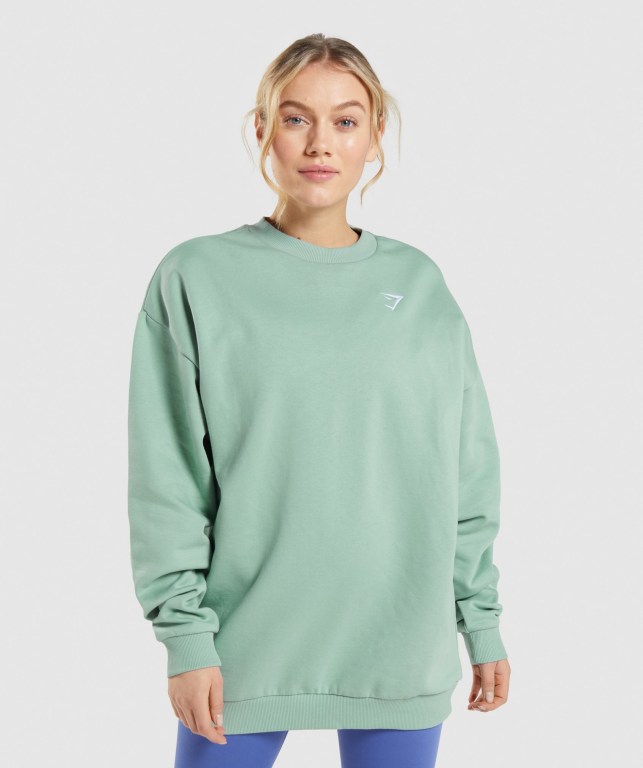 Gymshark Antrenman Oversized Sweatshirt Kapüşonlu Sweatshirt Kadın Mavi | 207-UNQXLZ