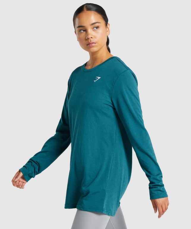 Gymshark Antrenman Oversized Tişört Kadın Turkuaz | 736-MDBQEJ