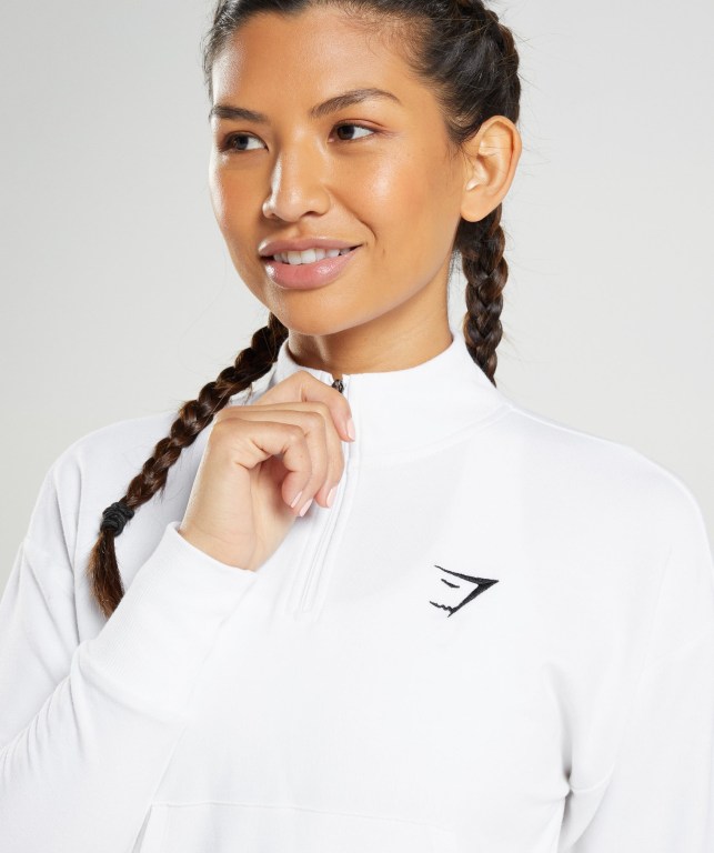 Gymshark Antrenman Pippa Kapüşonlu Sweatshirt Kadın Beyaz | 815-TIXFCO