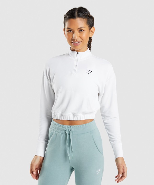 Gymshark Antrenman Pippa Kapüşonlu Sweatshirt Kadın Beyaz | 815-TIXFCO