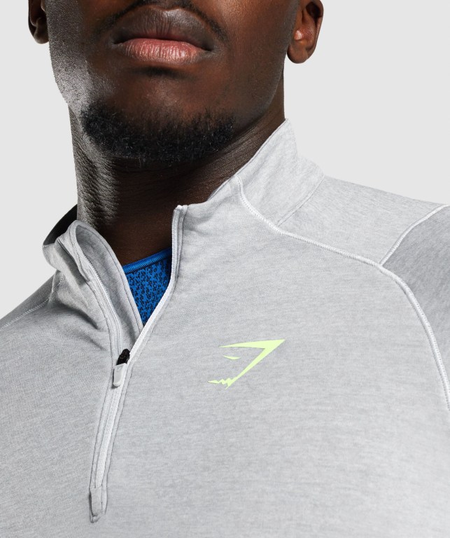 Gymshark Apex 1/4 Zip Kapüşonlu Sweatshirt Erkek Açık Gri | 174-KZCGNB