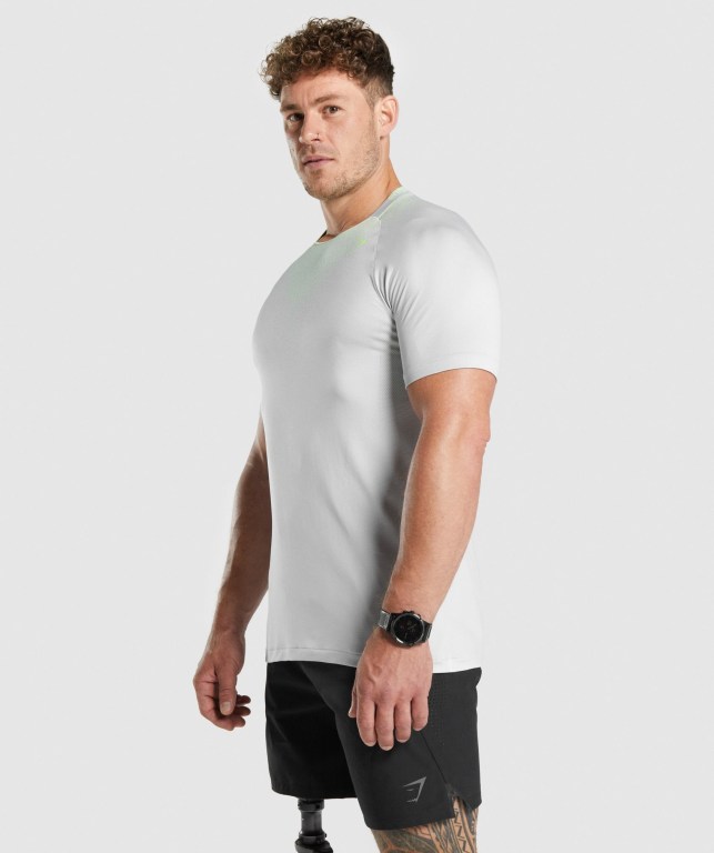 Gymshark Apex Contrast Seamless Tişört Erkek Açık Gri | 238-UGNQSL