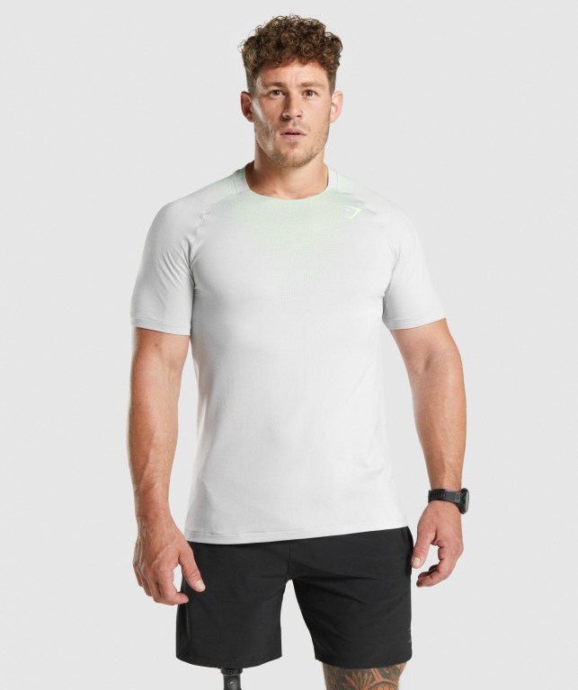 Gymshark Apex Contrast Seamless Tişört Erkek Açık Gri | 238-UGNQSL