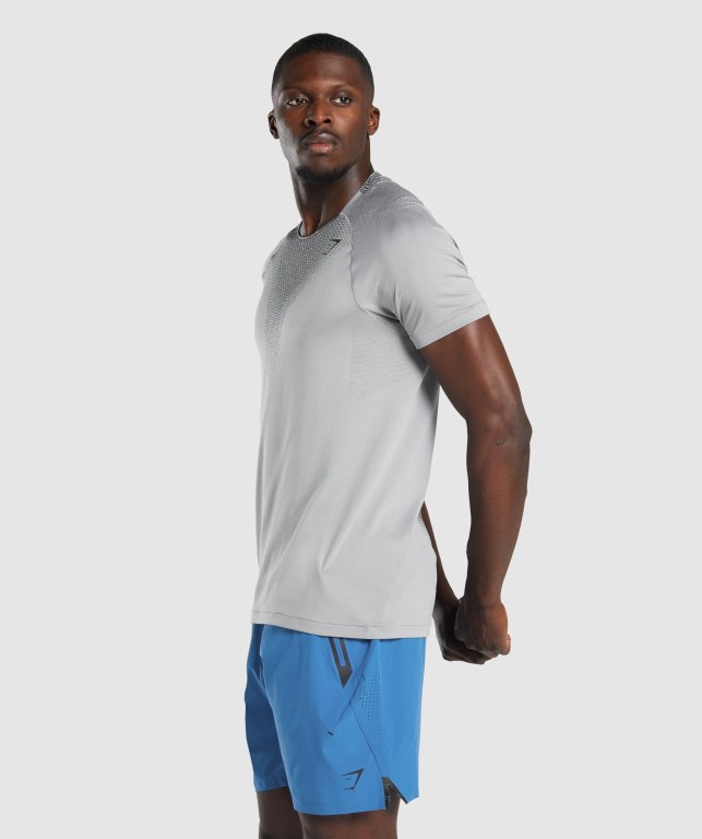 Gymshark Apex Contrast Seamless Tişört Erkek Gri | 295-GSUDRZ