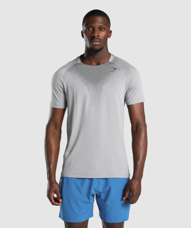 Gymshark Apex Contrast Seamless Tişört Erkek Gri | 295-GSUDRZ