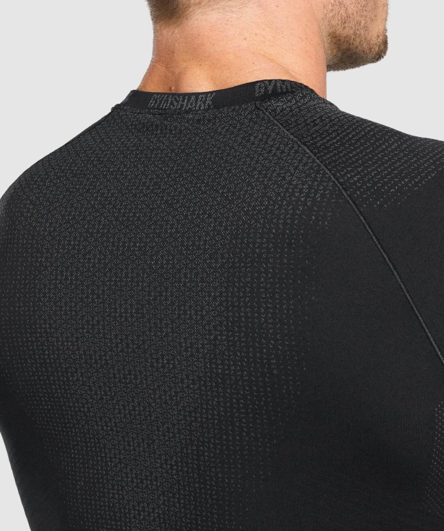 Gymshark Apex Contrast Seamless Tişört Erkek Siyah | 352-RYZDTN