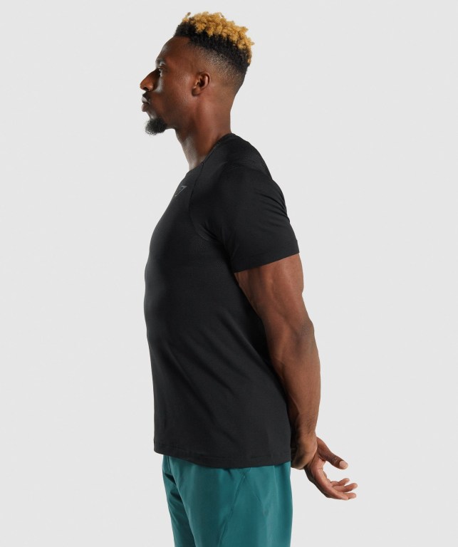 Gymshark Apex Contrast Tişört Erkek Siyah | 763-BWRKLG