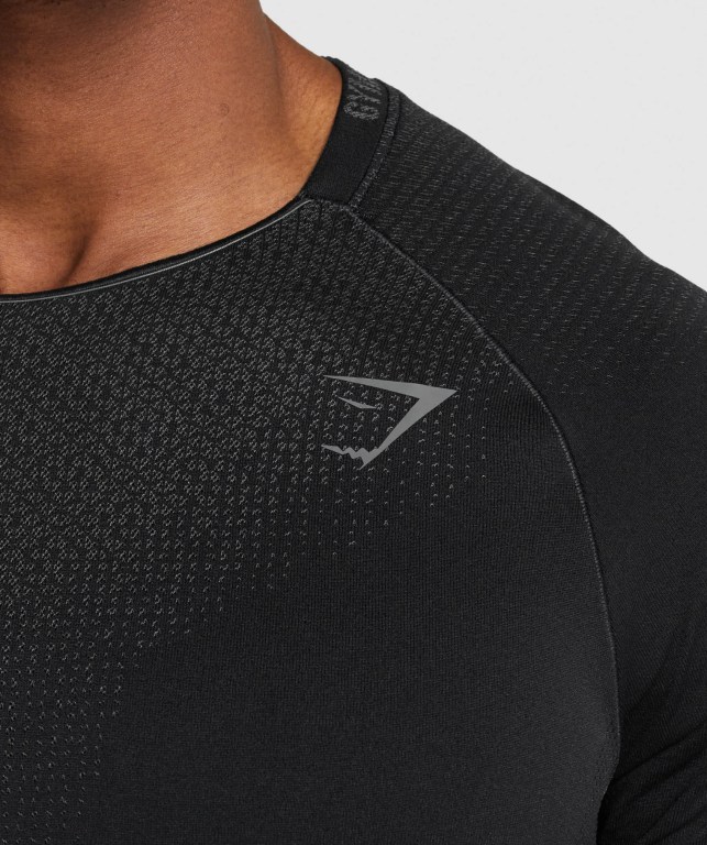 Gymshark Apex Contrast Tişört Erkek Siyah | 763-BWRKLG