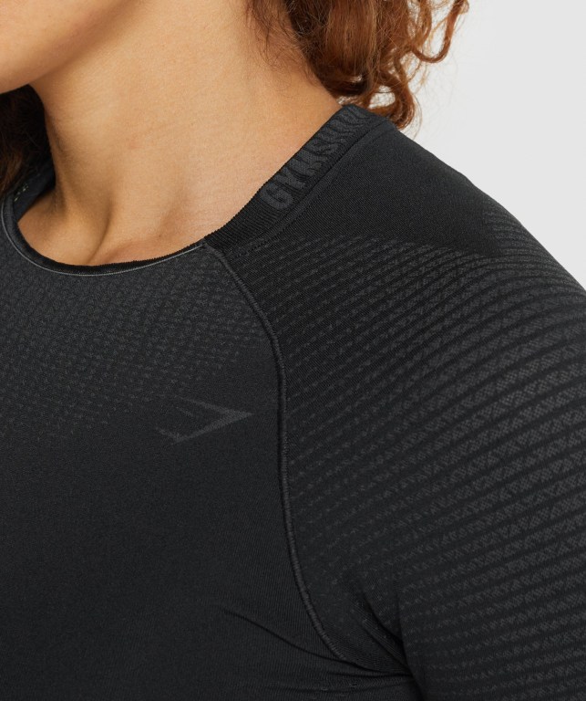 Gymshark Apex Seamless Crop Top Tişört Kadın Siyah | 763-LFADIX