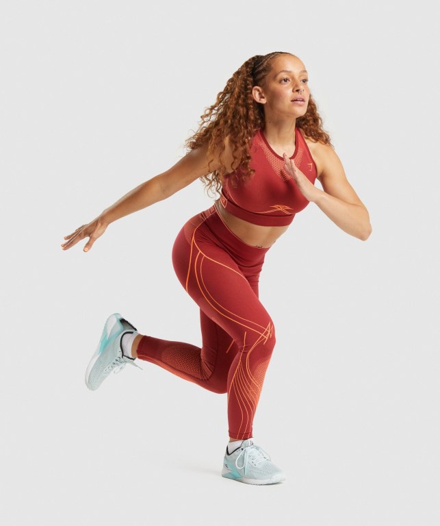 Gymshark Apex Seamless High Rise High Waisted Tayt Kadın Bordo | 457-PXLBQF