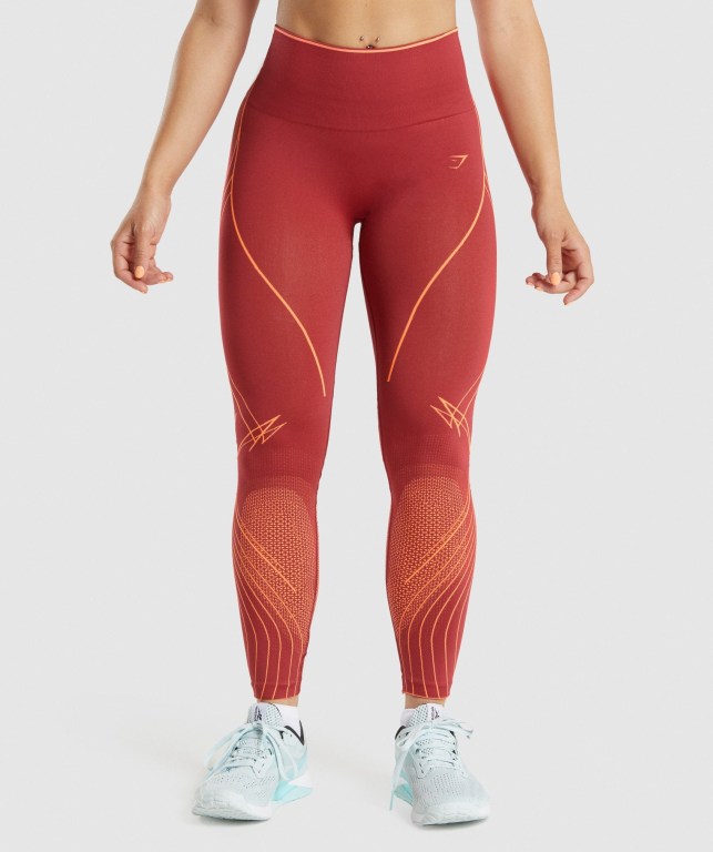 Gymshark Apex Seamless High Rise High Waisted Tayt Kadın Bordo | 457-PXLBQF