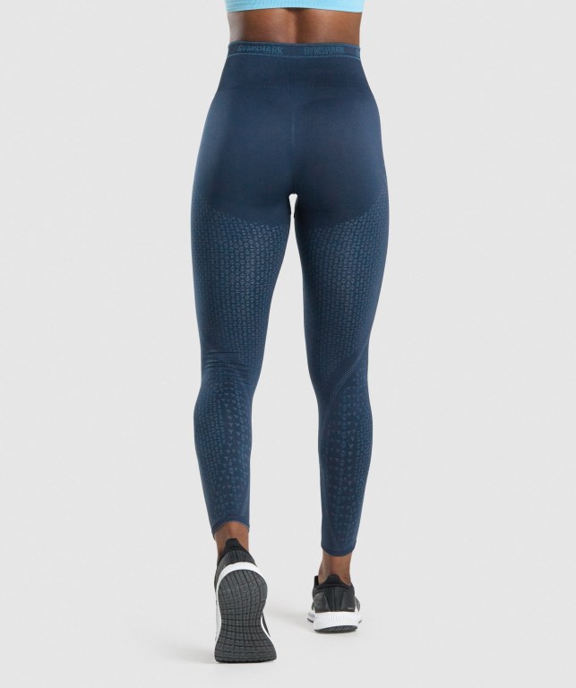 Gymshark Apex Seamless High Waisted Tayt Kadın Lacivert Açık Mavi | 984-TACBLF