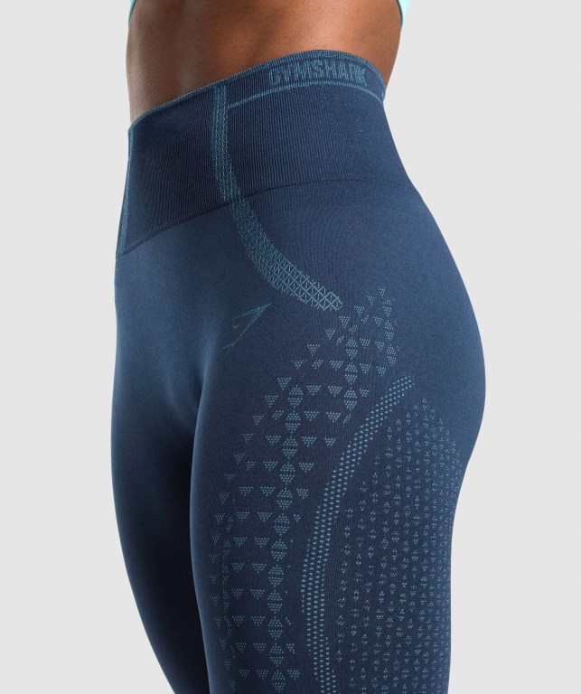 Gymshark Apex Seamless High Waisted Tayt Kadın Lacivert Açık Mavi | 984-TACBLF