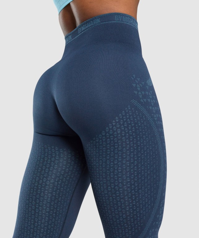 Gymshark Apex Seamless High Waisted Tayt Kadın Lacivert Açık Mavi | 984-TACBLF