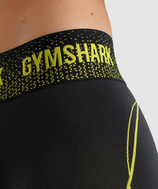 Gymshark Apex Seamless Low Rise Şort Kadın Siyah Sarı | 974-IPMJNV