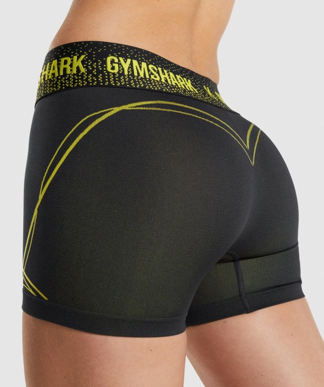 Gymshark Apex Seamless Low Rise Şort Kadın Siyah Sarı | 974-IPMJNV