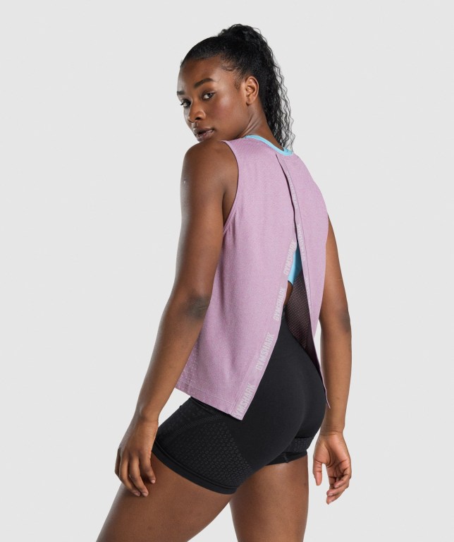 Gymshark Apex Seamless Open Back Atlet Kadın Açık Mor | 743-HXBTYK