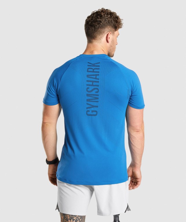 Gymshark Apex Seamless Tişört Erkek Mavi | 642-ILVHJW