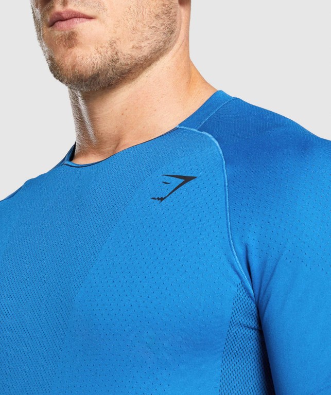 Gymshark Apex Seamless Tişört Erkek Mavi | 642-ILVHJW