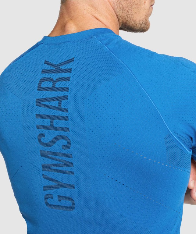 Gymshark Apex Seamless Tişört Erkek Mavi | 642-ILVHJW