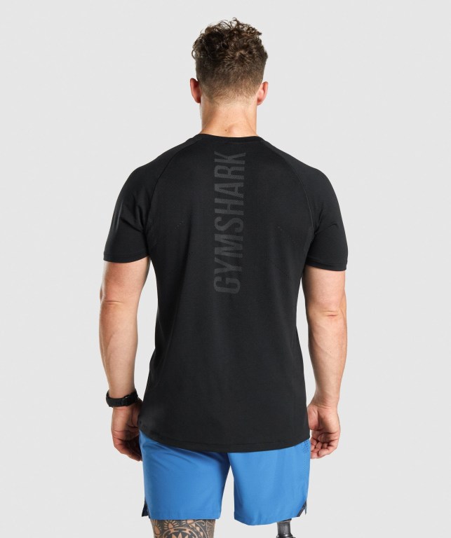 Gymshark Apex Seamless Tişört Erkek Siyah | 046-BJZYEA