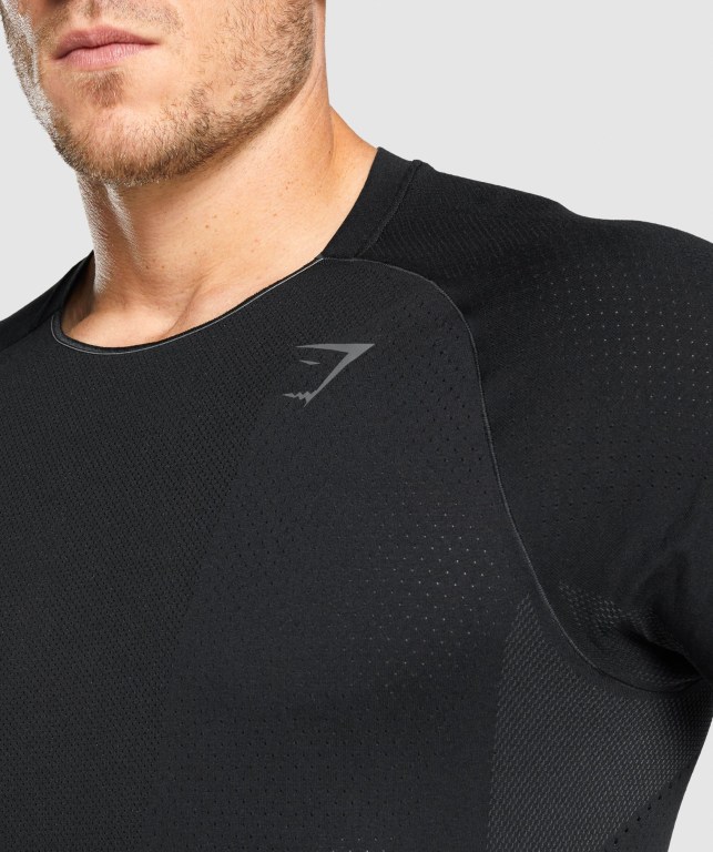 Gymshark Apex Seamless Tişört Erkek Siyah | 046-BJZYEA