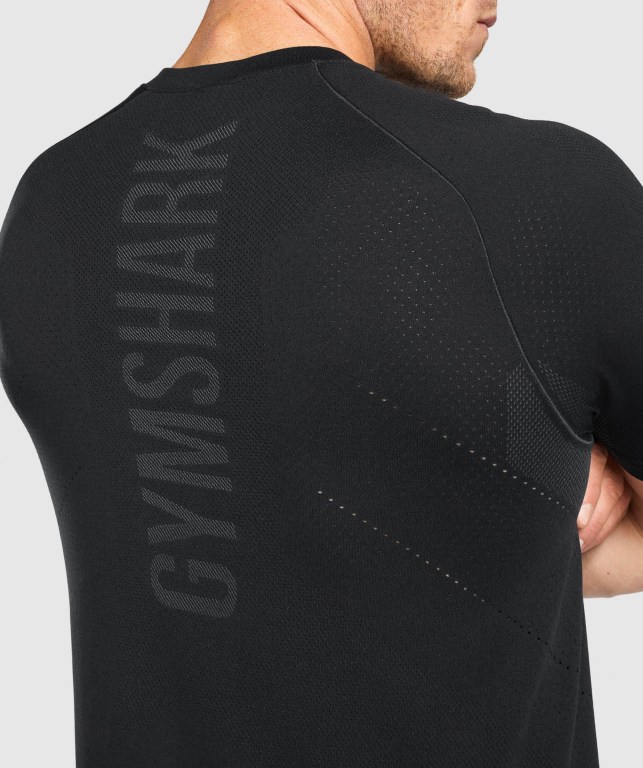 Gymshark Apex Seamless Tişört Erkek Siyah | 046-BJZYEA