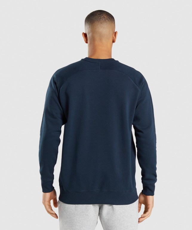 Gymshark Apollo Crew Kapüşonlu Sweatshirt Erkek Lacivert | 107-JFQUZV