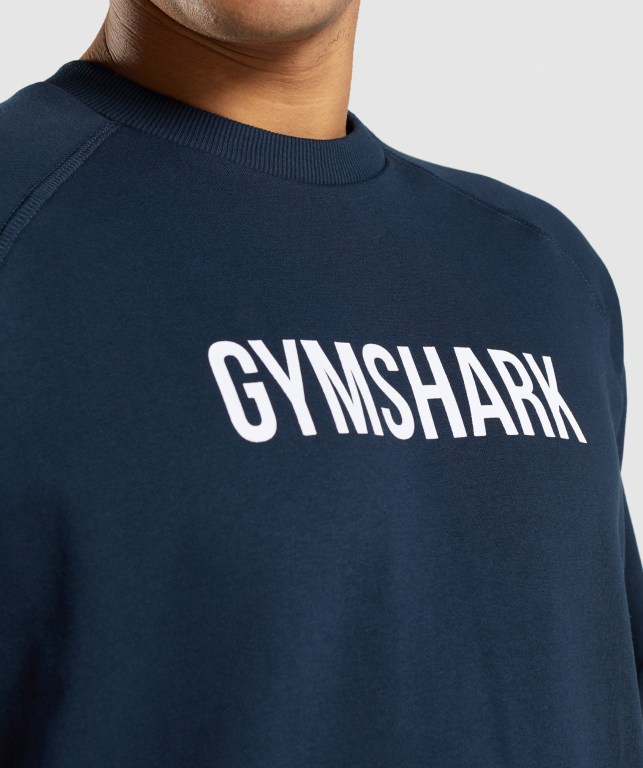 Gymshark Apollo Crew Kapüşonlu Sweatshirt Erkek Lacivert | 107-JFQUZV