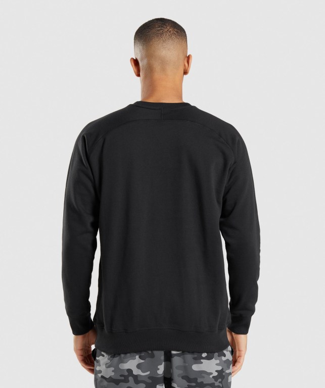 Gymshark Apollo Crew Kapüşonlu Sweatshirt Erkek Siyah | 364-XNBQZA