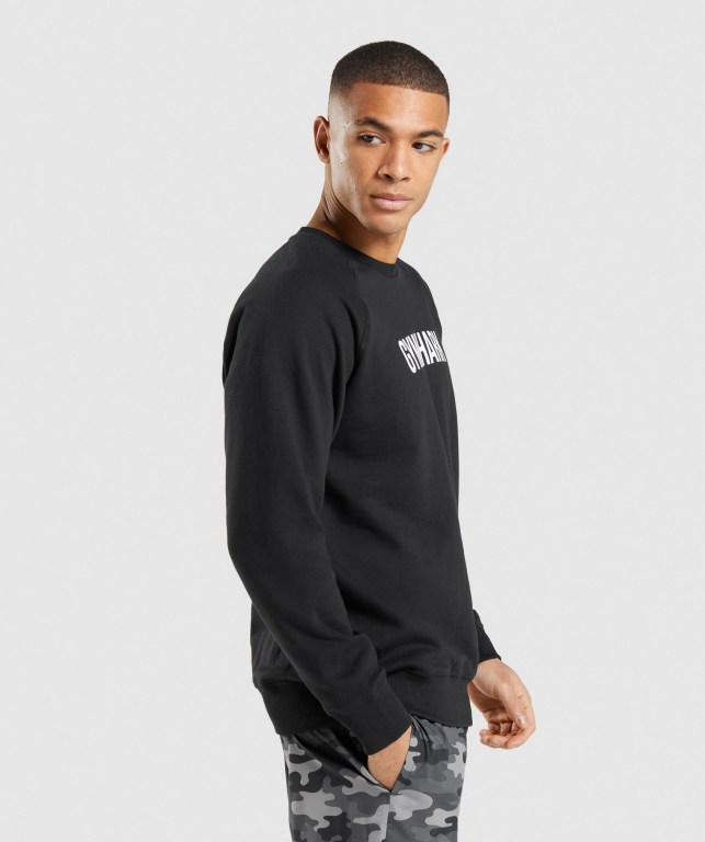 Gymshark Apollo Crew Kapüşonlu Sweatshirt Erkek Siyah | 364-XNBQZA