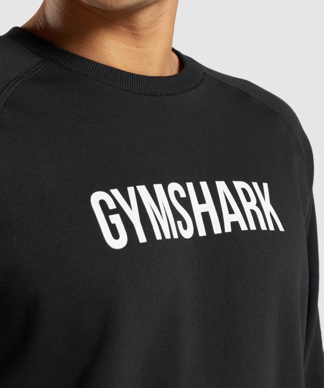 Gymshark Apollo Crew Kapüşonlu Sweatshirt Erkek Siyah | 364-XNBQZA