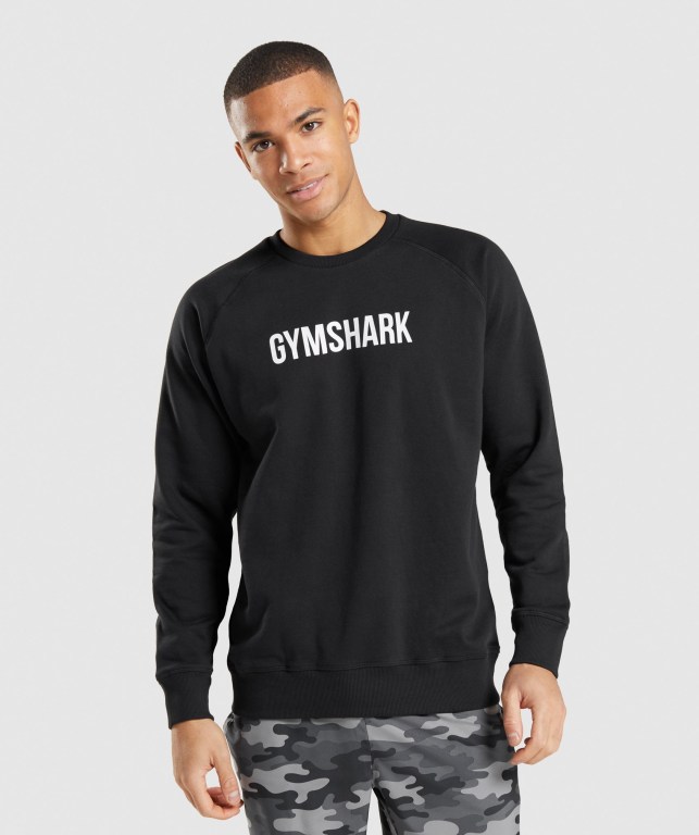 Gymshark Apollo Crew Kapüşonlu Sweatshirt Erkek Siyah | 364-XNBQZA