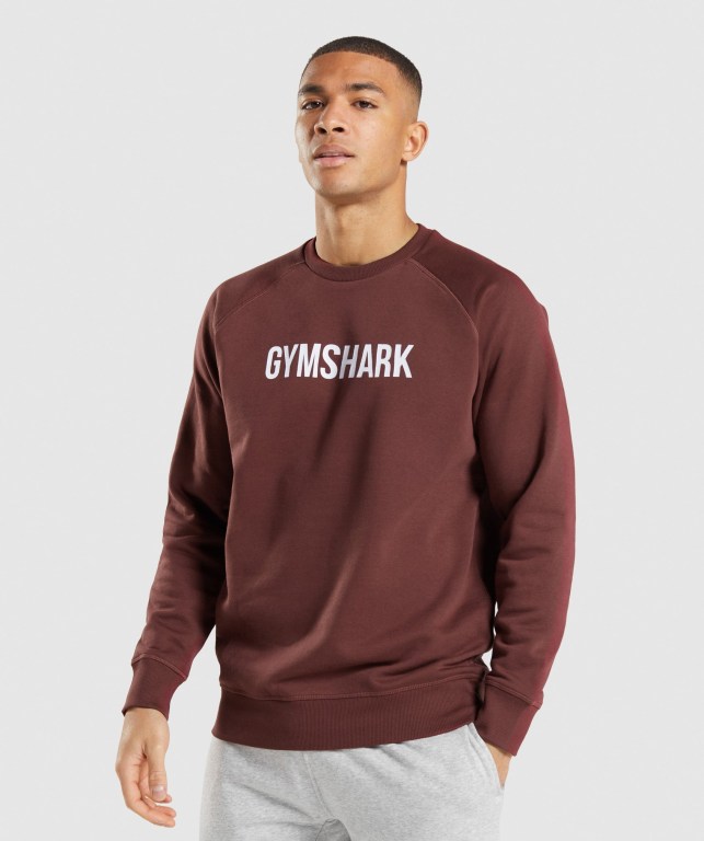 Gymshark Apollo Crew Kapüşonlu Sweatshirt Erkek Pembe Kahverengi | 367-PXMVON