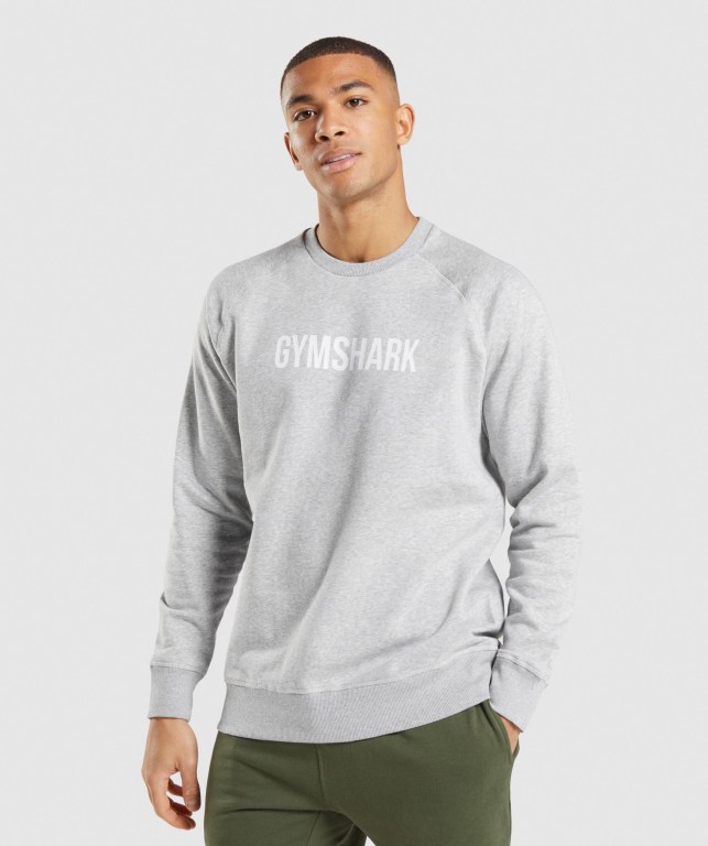 Gymshark Apollo Crew Kapüşonlu Sweatshirt Erkek Açık Gri | 978-NHAYWD