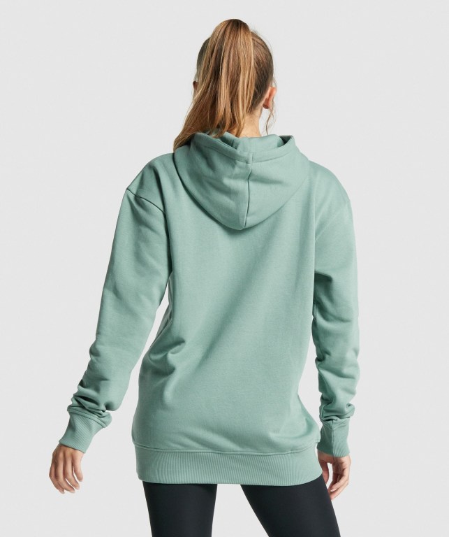 Gymshark Apollo Graphic Oversized Kapüşonlu Sweatshirt Kadın Açık Yeşil | 350-TUCGMF