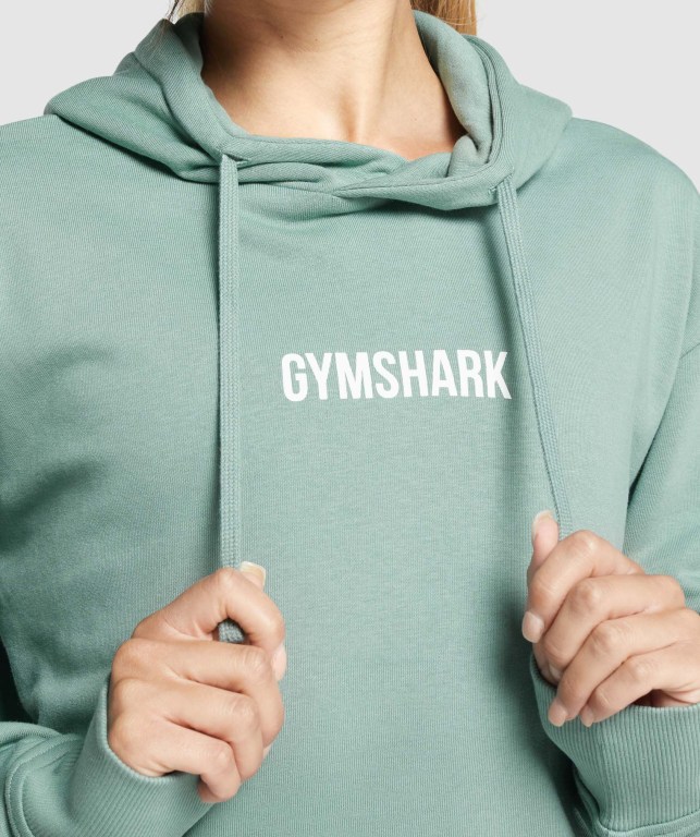 Gymshark Apollo Graphic Oversized Kapüşonlu Sweatshirt Kadın Açık Yeşil | 350-TUCGMF