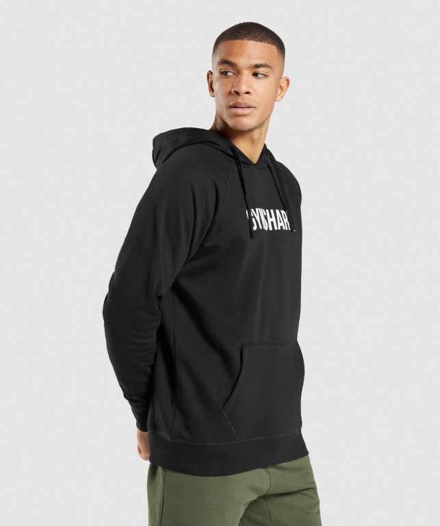 Gymshark Apollo Kapüşonlu Sweatshirt Erkek Siyah | 437-HNSFXU