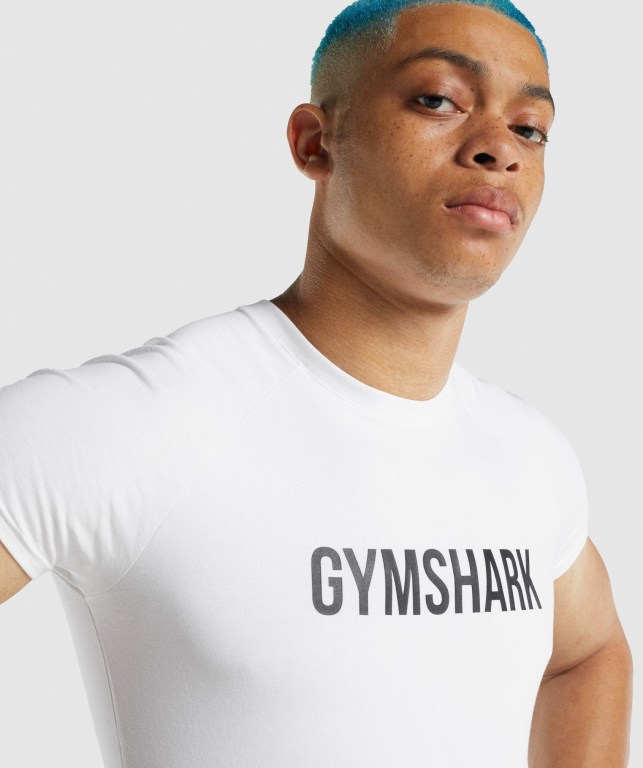 Gymshark Apollo Tişört Erkek Beyaz | 104-DZCYMF