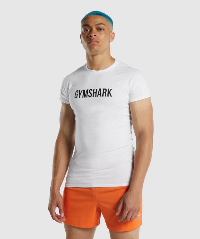 Gymshark Apollo Tişört Erkek Beyaz | 104-DZCYMF