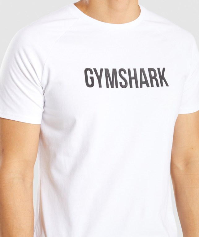 Gymshark Apollo Tişört Erkek Beyaz | 183-LGHUYC