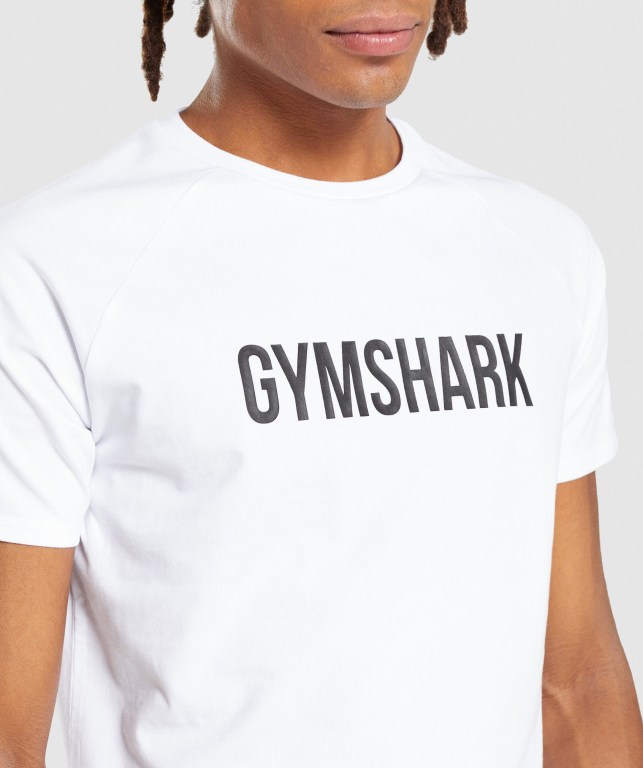 Gymshark Apollo Tişört Erkek Beyaz | 524-VHNJIW