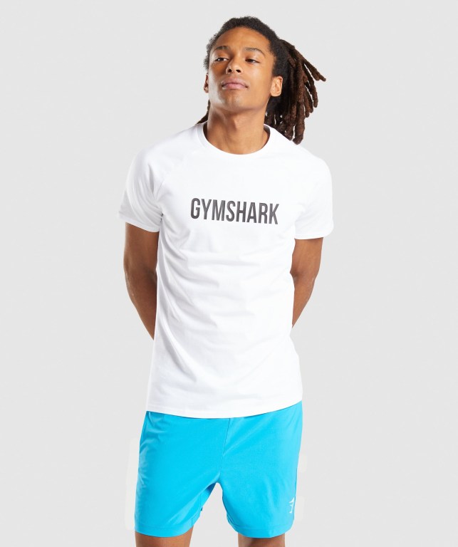 Gymshark Apollo Tişört Erkek Beyaz | 524-VHNJIW