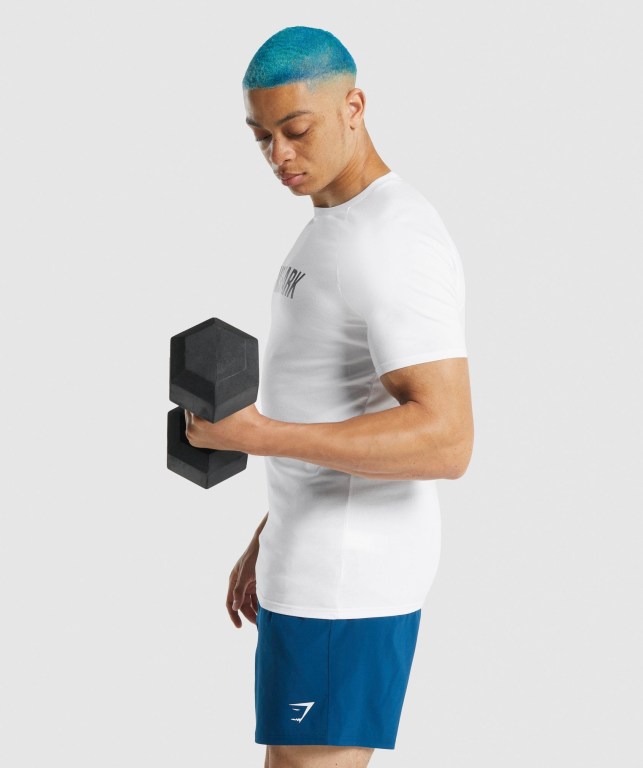 Gymshark Apollo Tişört Erkek Beyaz | 850-NSXDKT